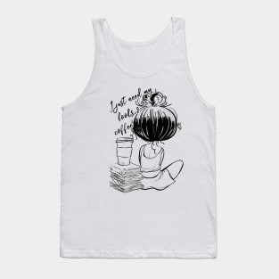 I Just Need My Books & Coffee - Cute Line Art Tank Top